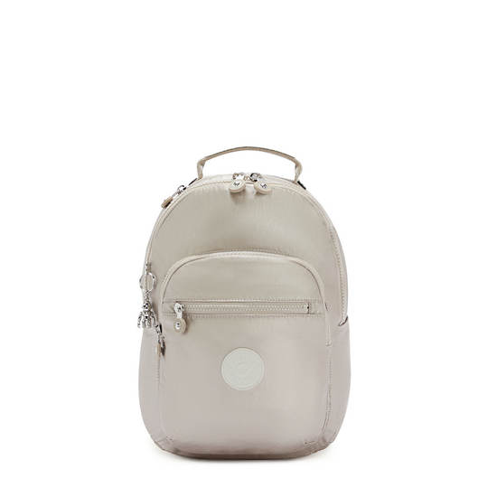 Kipling Seoul Small Metallic Tablet Rugzak Beige | NL 1605TC